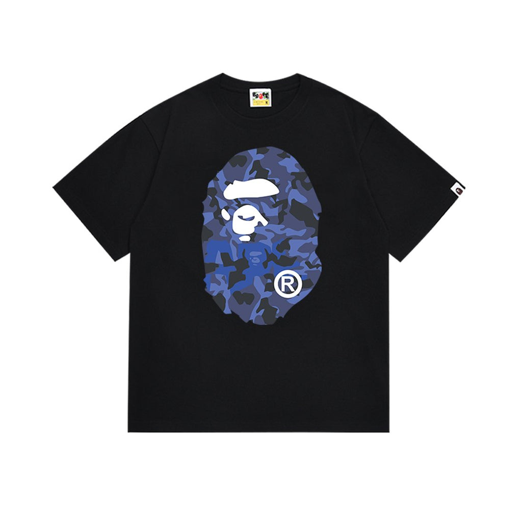 BAPE Blue Camo Ape Head Graphic T-Shirt — front