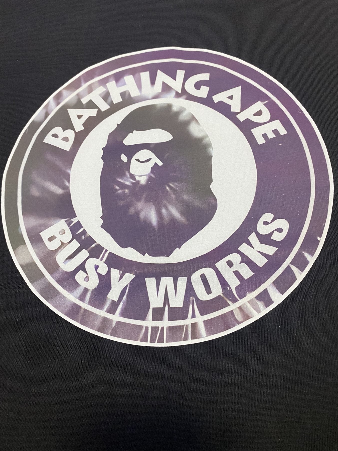 BAPE Busy Works Iridescent Circle Graphic T-Shirt — detail