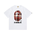 BAPE Red Plaid Ape Head Graphic T-Shirt — front