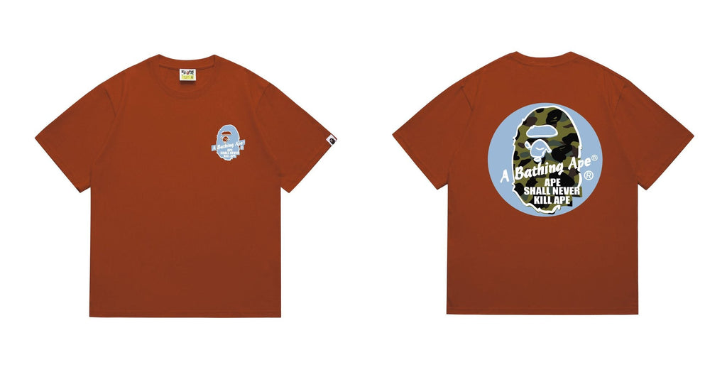 BAPE Blue Accent Camo Ape Circle Graphic T-Shirt — front