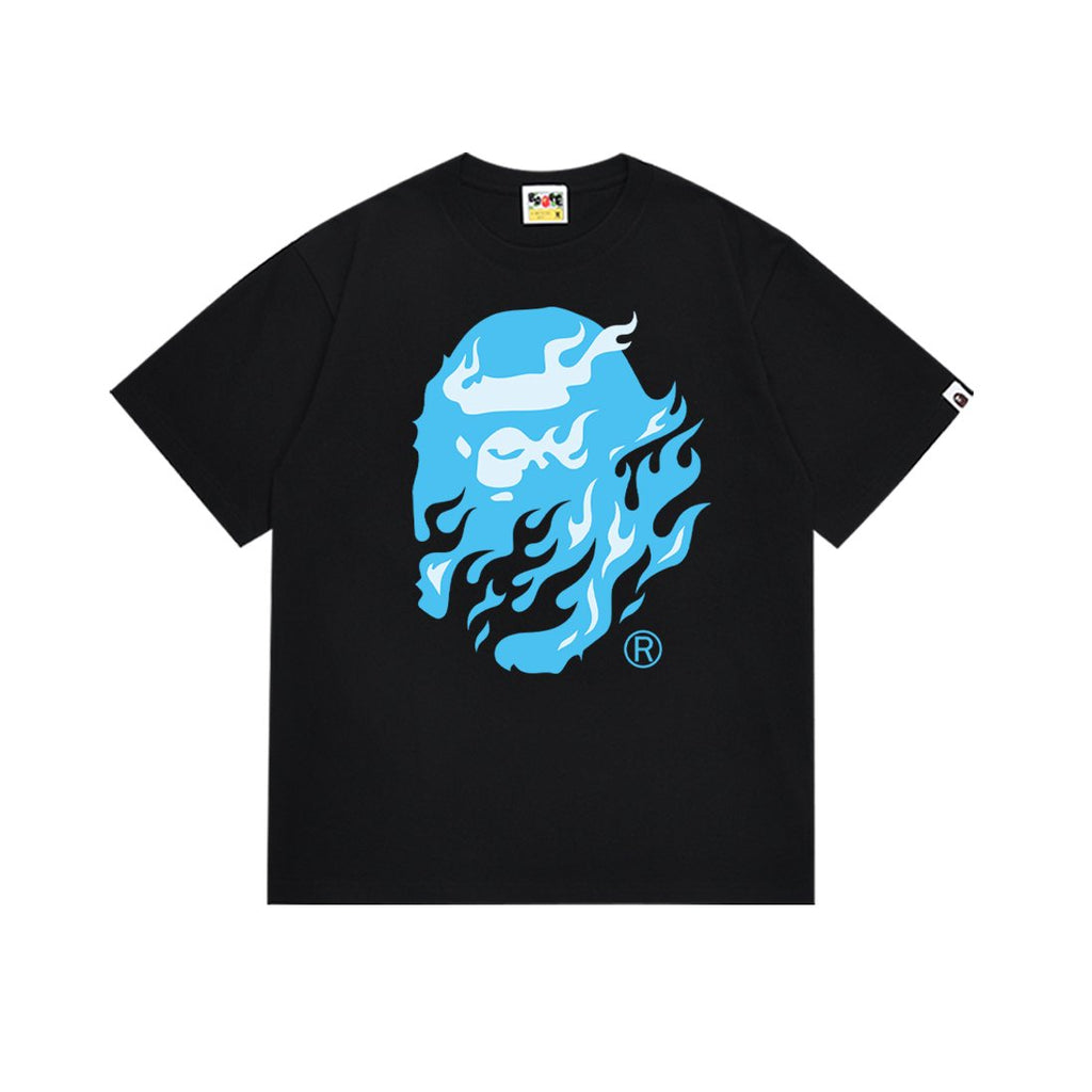BAPE Blue Ape Flame Graphic T-Shirt — front