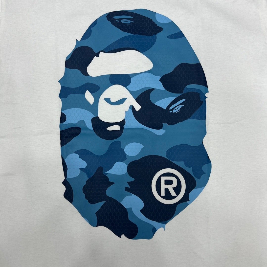BAPE Blue Camo Ape Head Graphic T-Shirt — detail