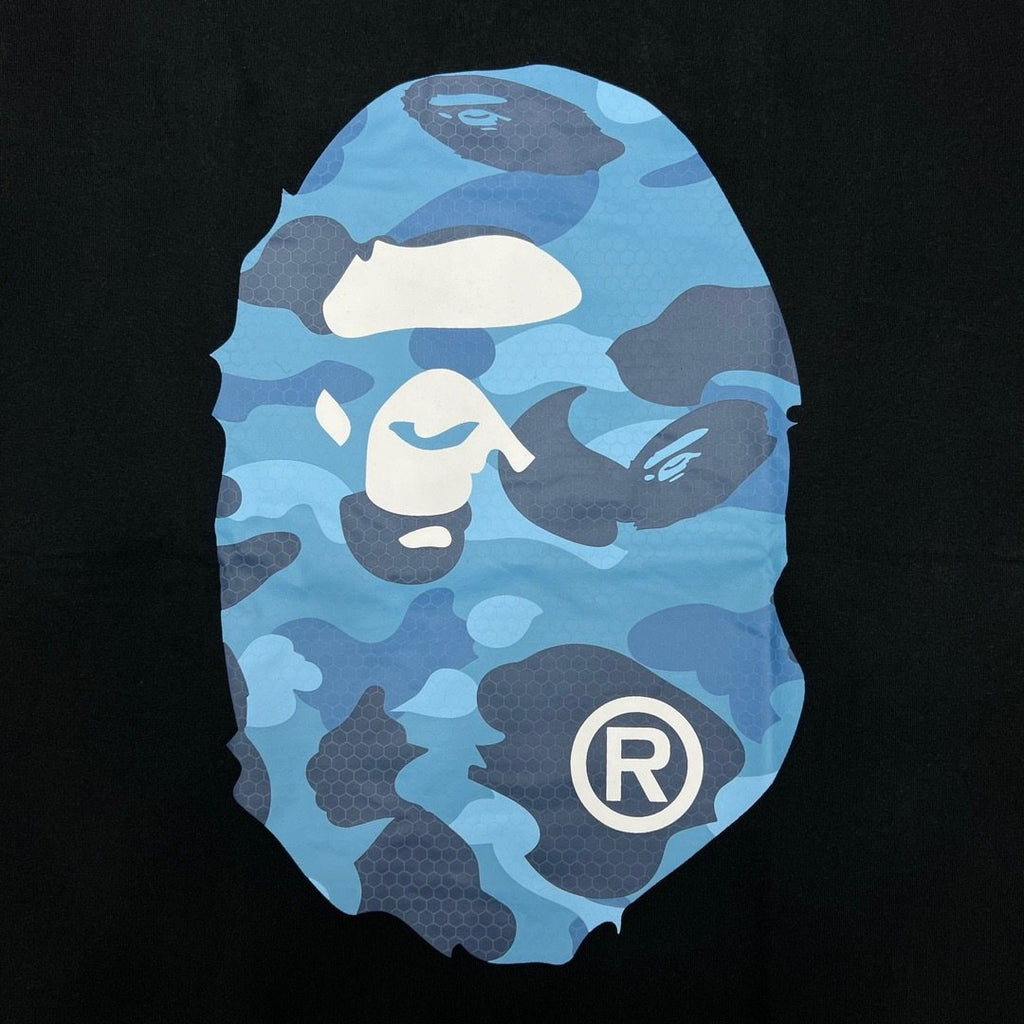 BAPE Blue Camo Ape Head Graphic T-Shirt — detail