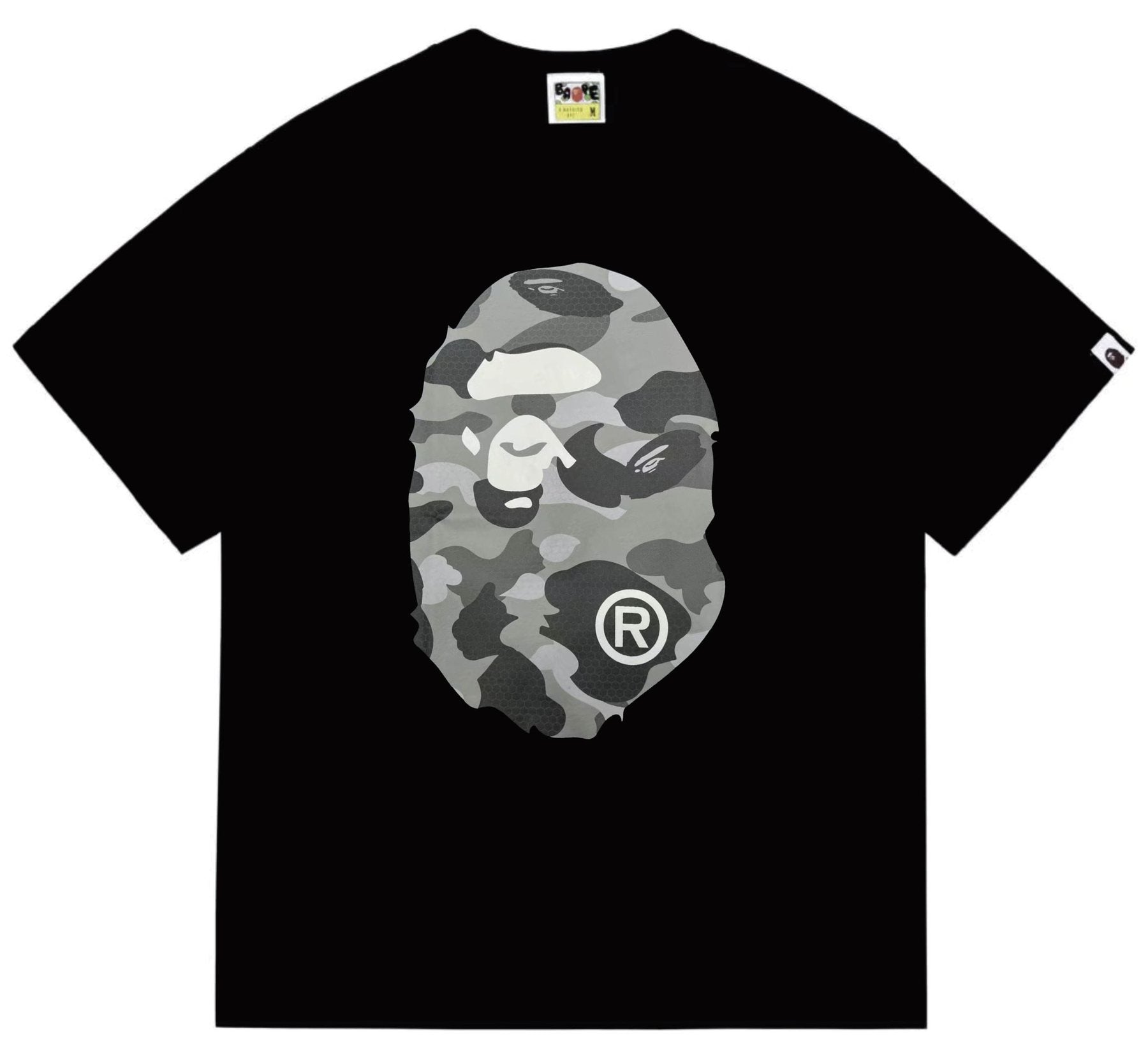 BAPE Grey Camo Ape Head Graphic T-Shirt — front