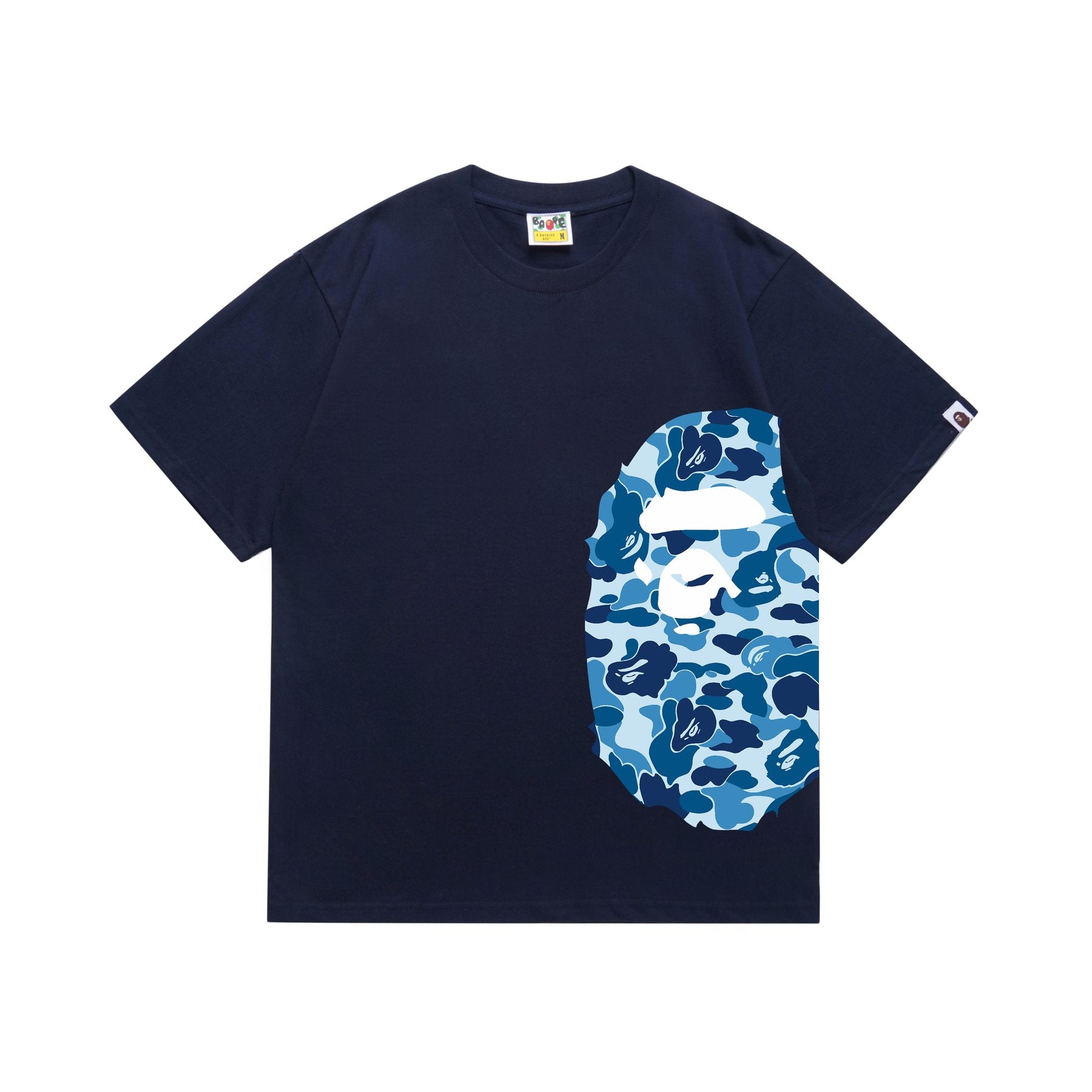 BAPE Blue Camo Ape-Head Graphic T-Shirt — front