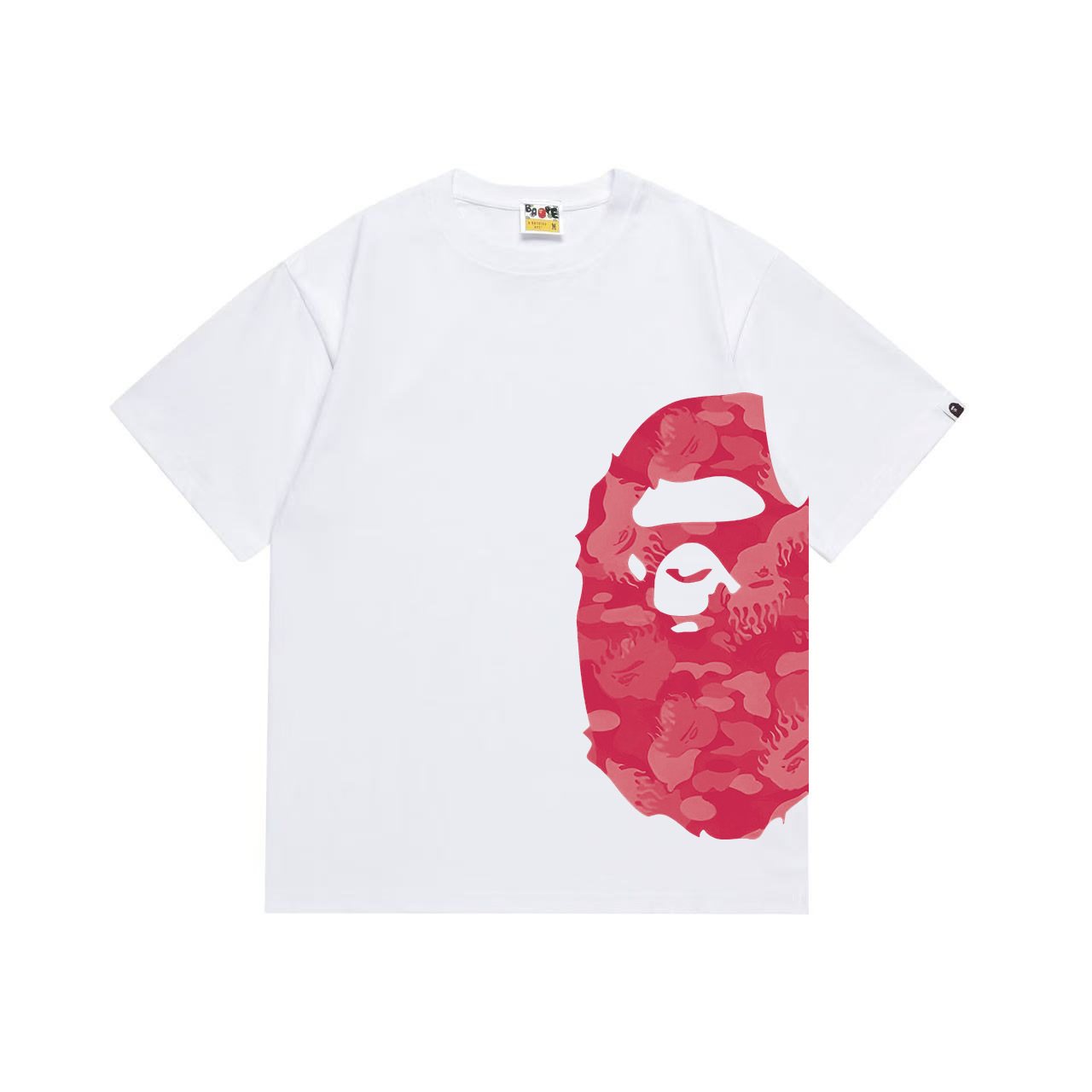 BAPE Pink Ape Face Side Graphic T-Shirt — front