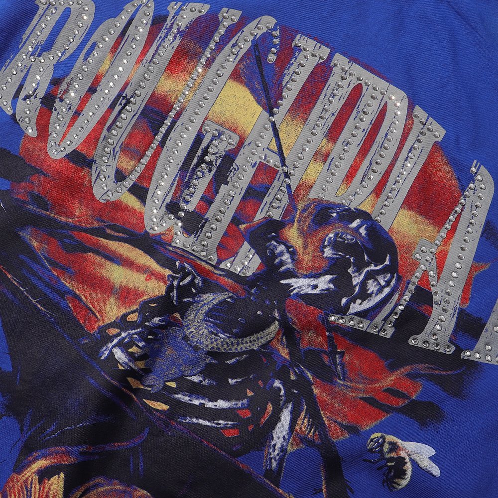 Rough Play Arrow Skull Rhinestone Sleeveless T-Shirt — detail