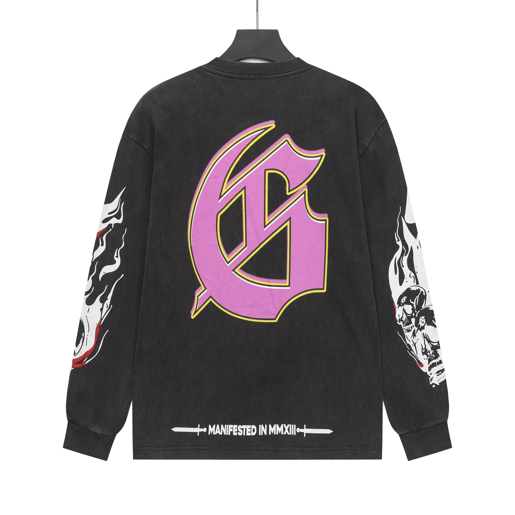 Godspeed Skeleton Graphic Washed Black Long-Sleeve T-Shirt — back