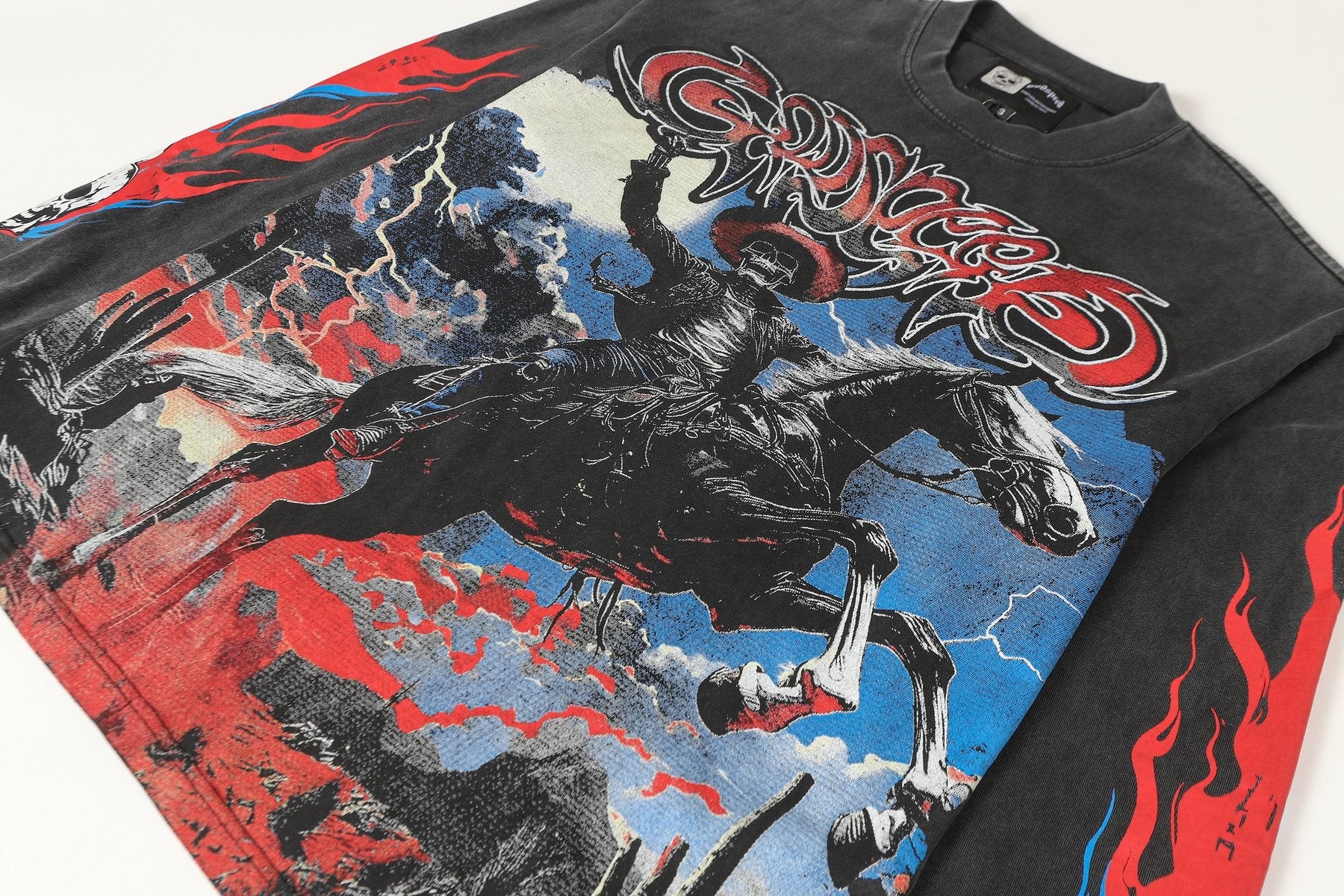 Godspeed Washed Black Cowboy Graphic Long-Sleeve T-Shirt — detail