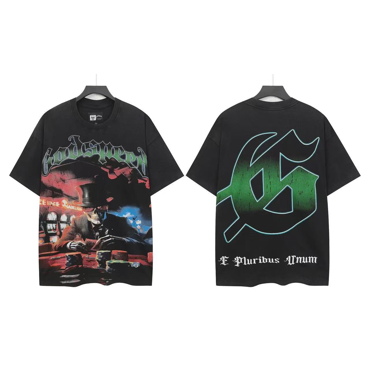 Godspeed Dark Scene Green G Back Graphic T-Shirt — front