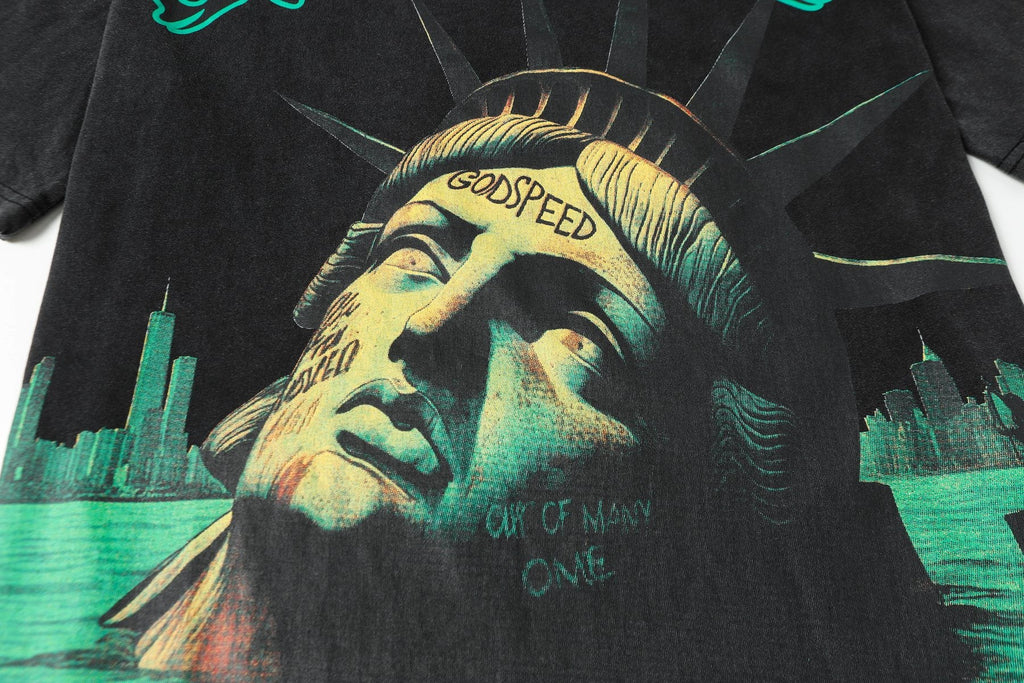 Godspeed Washed Black Rock Graphic T-Shirt — detail