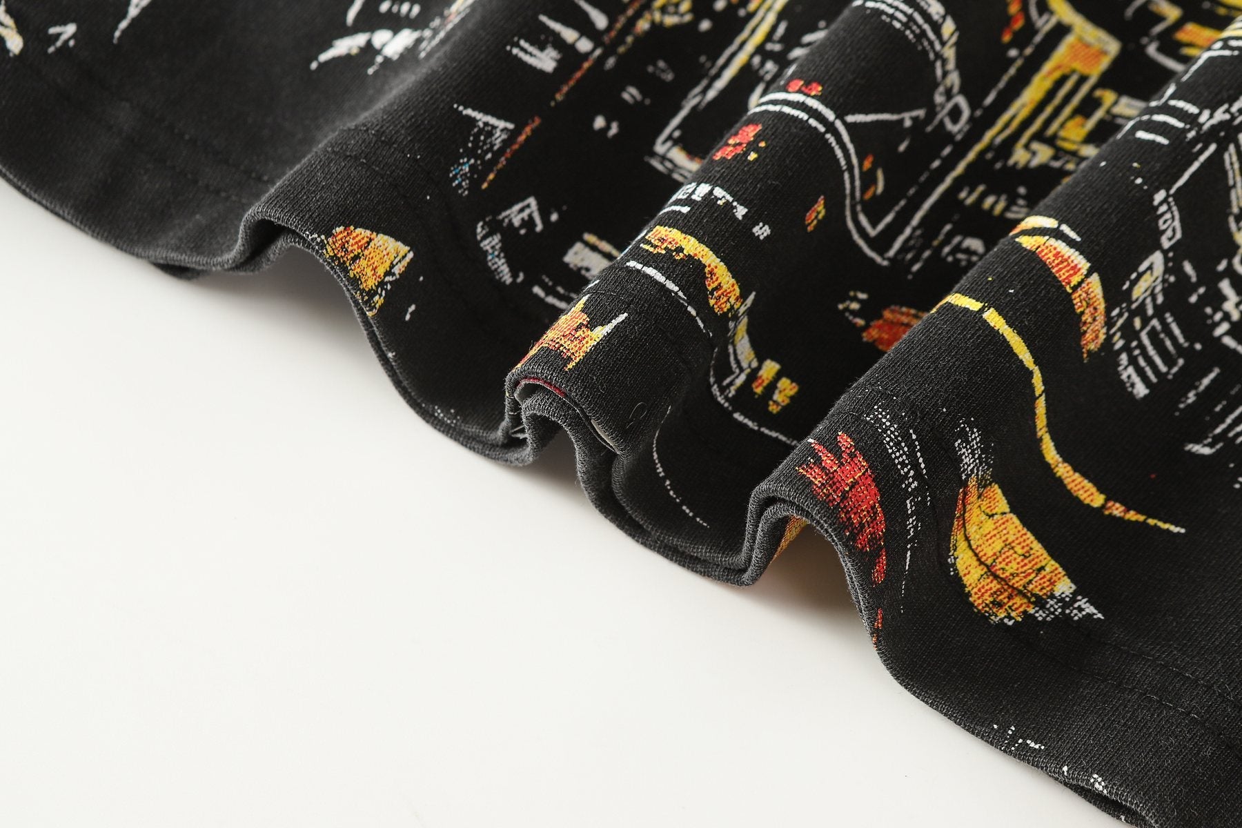 Godspeed Skull & City Back Graphic T-Shirt — fabric_closeup