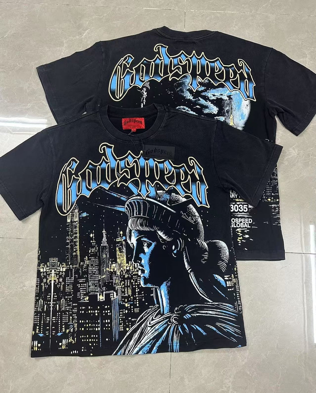 Godspeed Scary Nights Statue of Liberty Graphic T-Shirt — context
