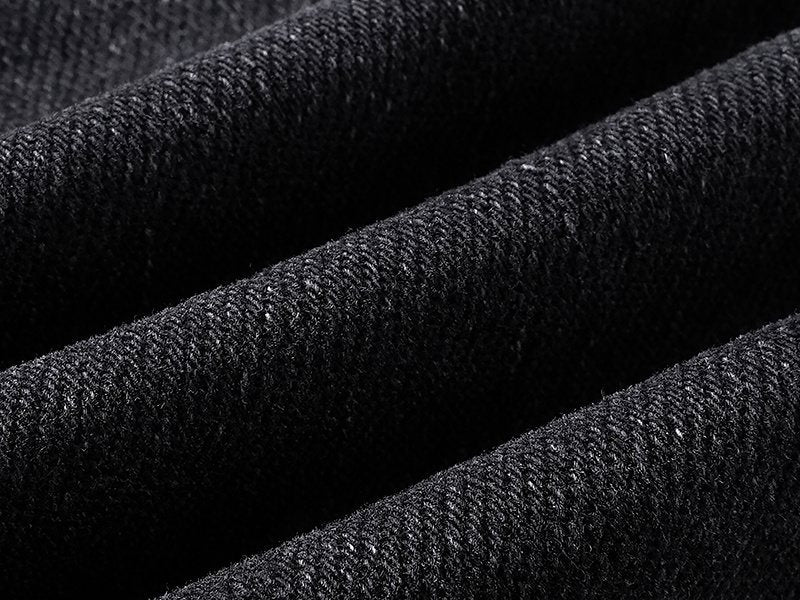 Ksubi Black Washed Distressed Slim Tapered Jeans — fabric_closeup