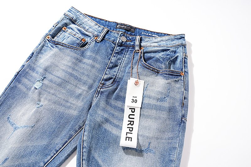 Purple Brand Blue Distressed Washed Denim Jeans — detail