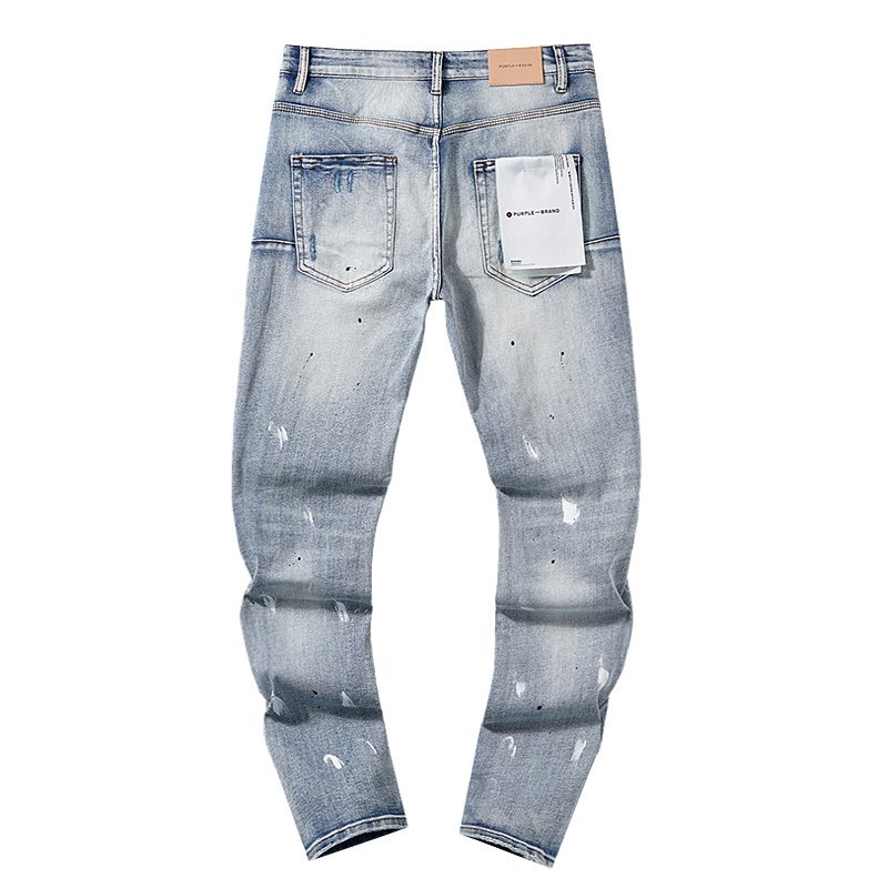 Purple Brand Light Blue Distressed Paint Splatter Jeans — back