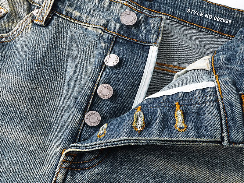 Purple Brand Light Blue Distressed Flared Jeans — detail
