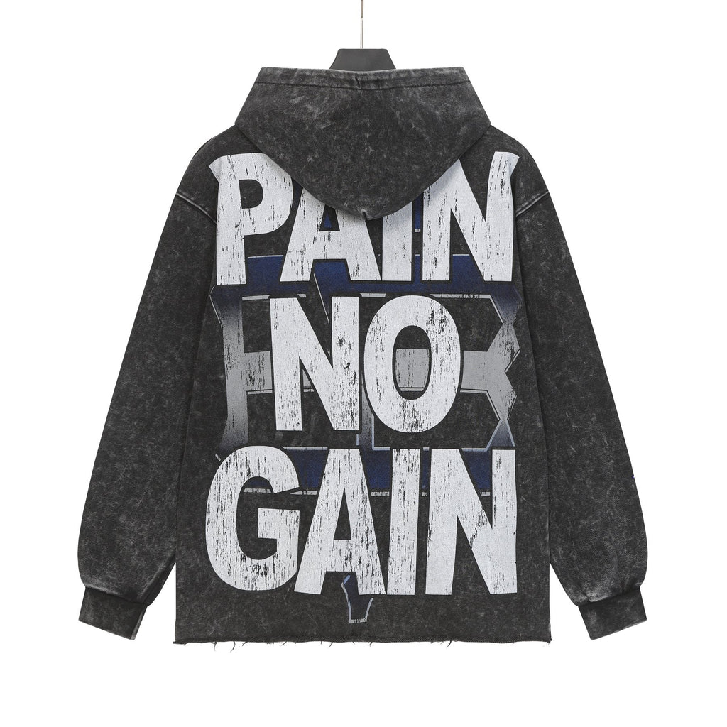 Godspeed Pain No Gain Acid Wash Graphic Hoodie — back