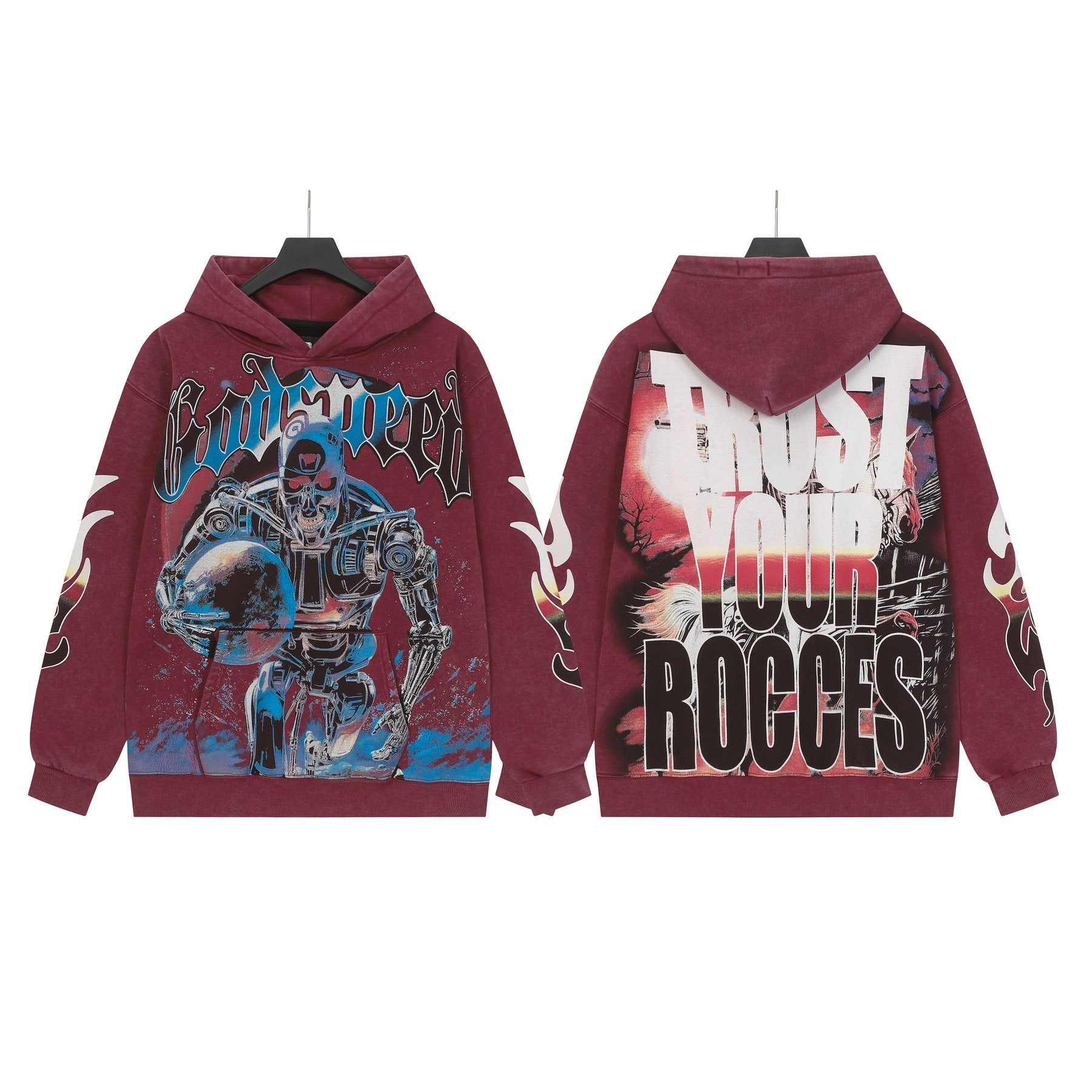 Godspeed Acid-Wash Graphic Pullover Hoodie — front