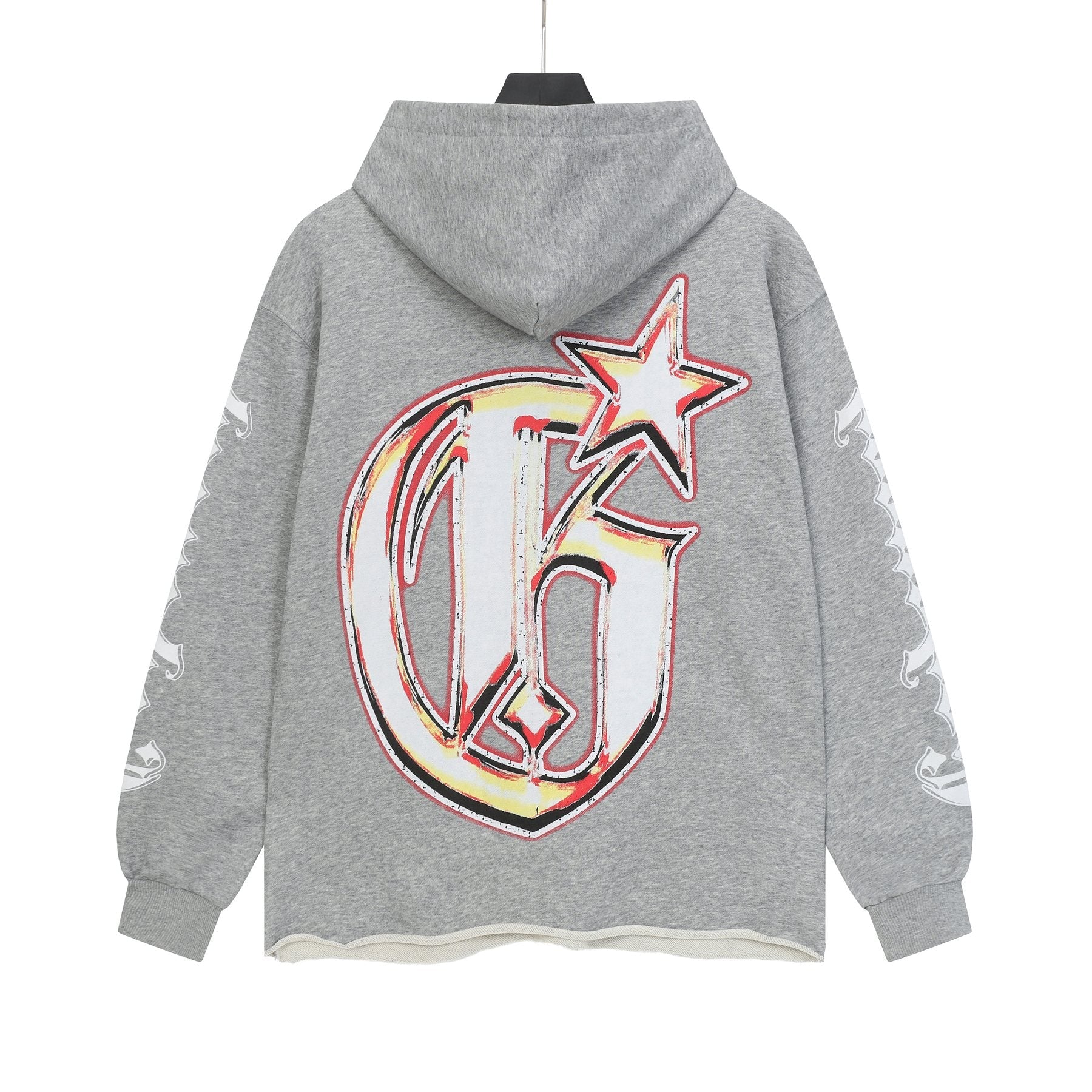 Godspeed Rock Graphic Distressed Hem Hoodie — back