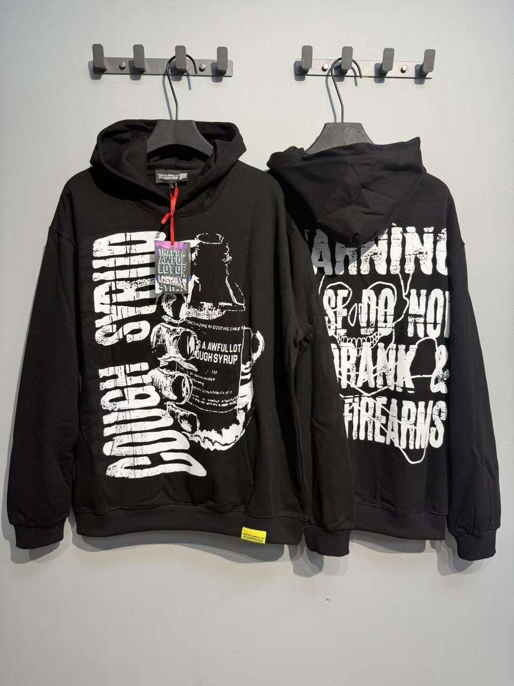 THAT'S A AWFUL LOT OF COUGH SYRUP Warning Graphic Hoodie — context