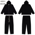 Godspeed Tonal Black Gothic Zip Hoodie Tracksuit Set — front
