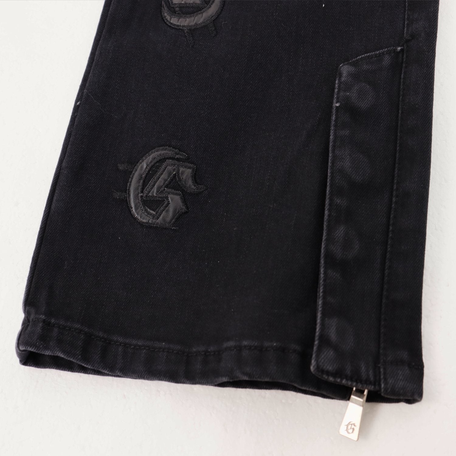 Godspeed Embroidered Washed Flared Jeans — detail