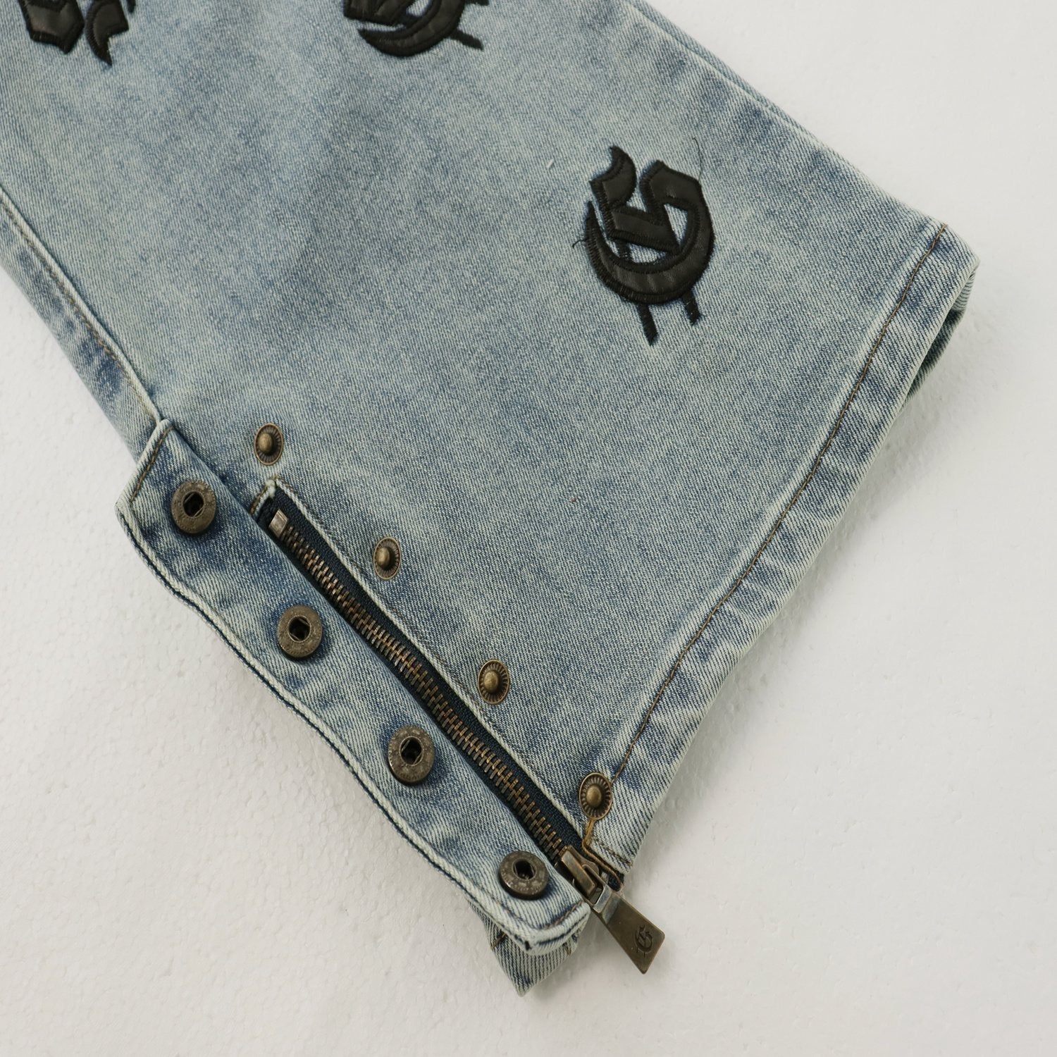 Godspeed Embroidered Washed Flared Jeans — detail