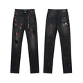 Purple Brand Black Paint-Splatter Distressed Jeans — hero