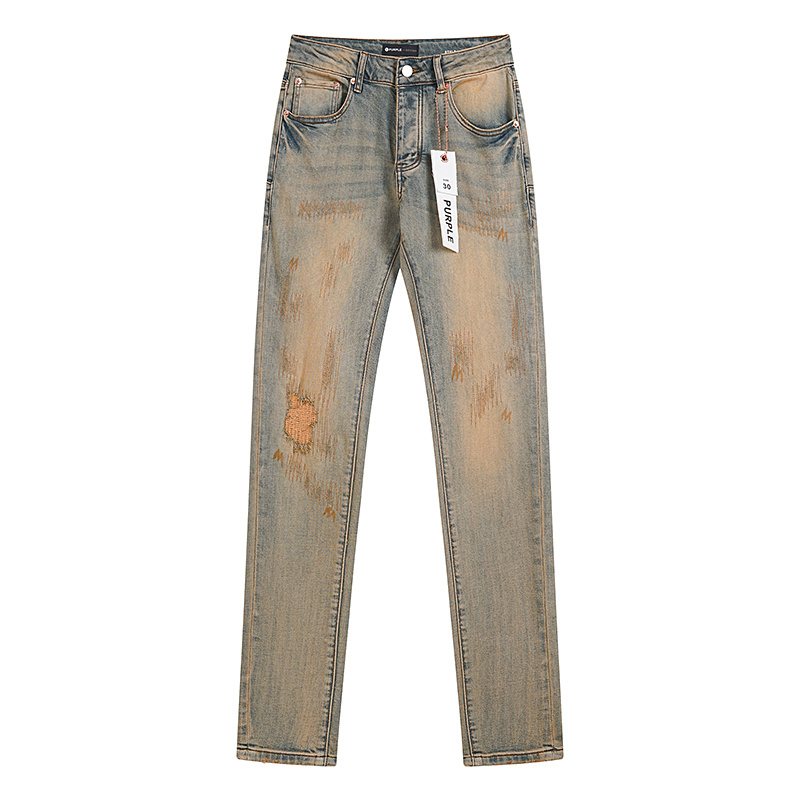 Purple Brand Light Blue Distressed Slim Tapered Jeans — hero