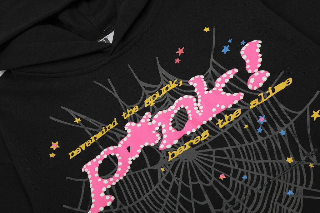 Sp5der Spiderweb Star Graphic Hoodie — detail