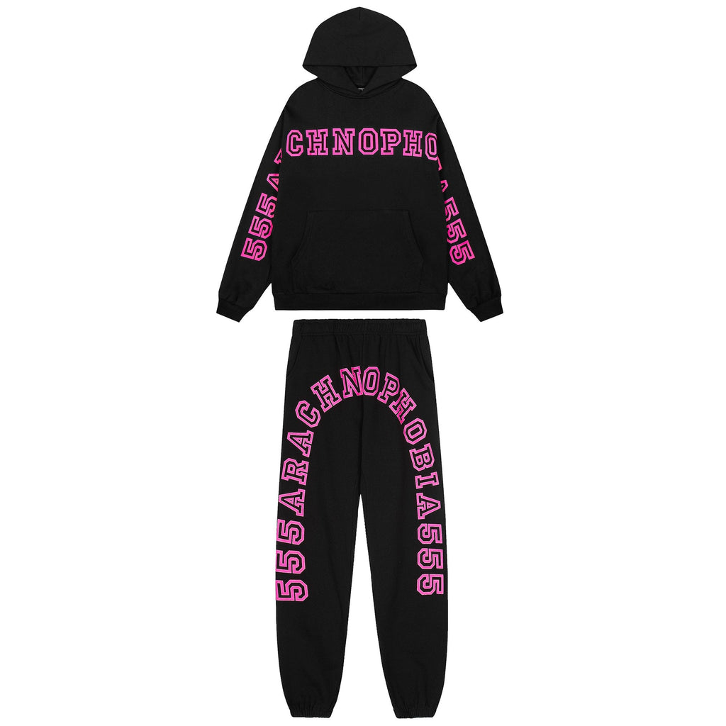 Sp5der Pink Lettering Hoodie & Jogger Matching Set — hero