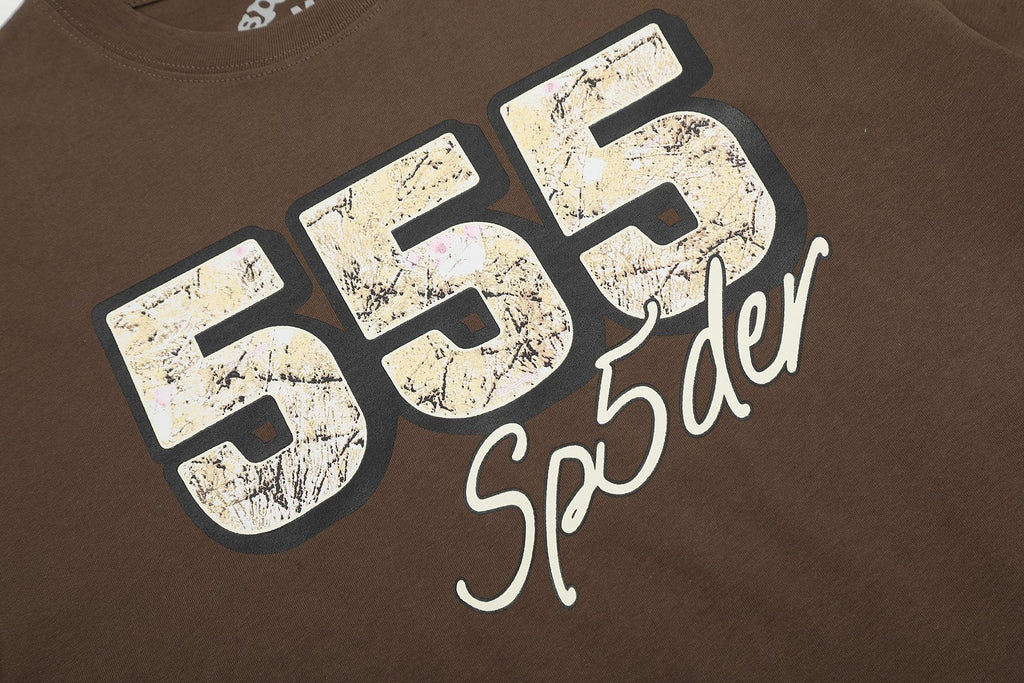 Sp5der Distressed Graphic T-Shirt — detail