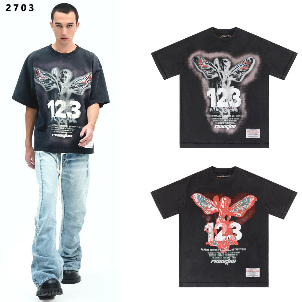 RRR123 Butterfly Graphic Short-Sleeve T-Shirt — context
