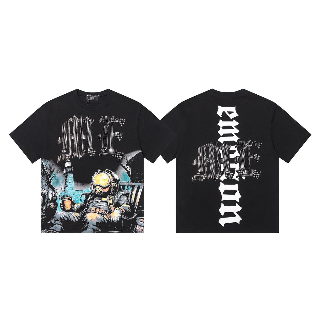 MIXED EMOTION Rhinestone-Style Graphic T-Shirt — front