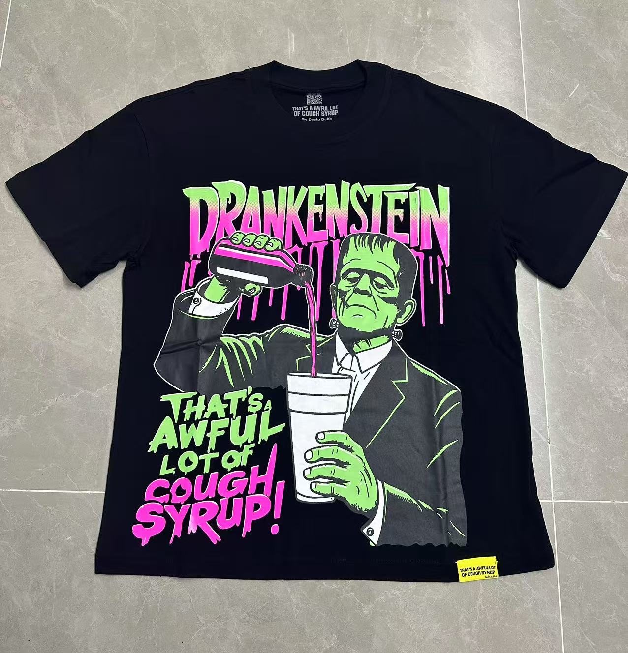 THAT'S A AWFUL LOT OF COUGH SYRUP Frankenstein Graphic T-Shirt — front
