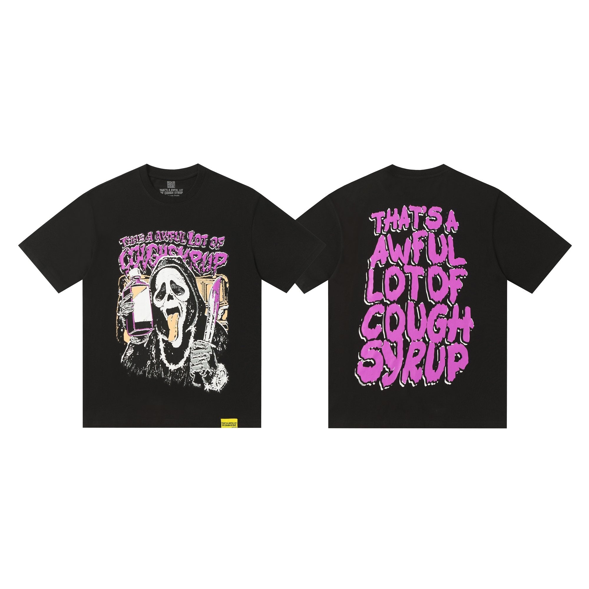 THAT'S A AWFUL LOT OF COUGH SYRUP Black Front & Back Graphic T-Shirt — hero