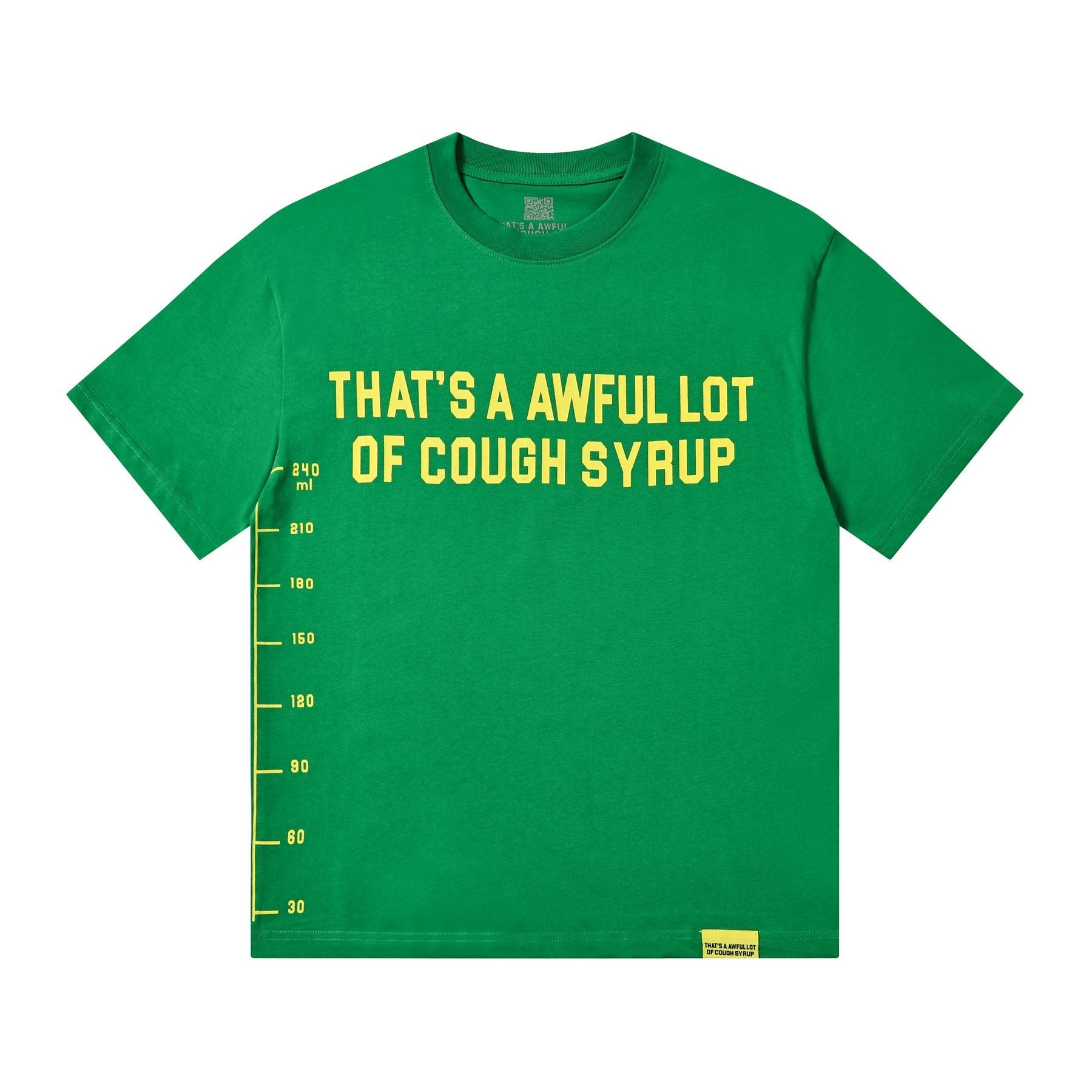 THAT'S A AWFUL LOT OF COUGH SYRUP Yellow Wordmark Short-Sleeve T-Shirt — front