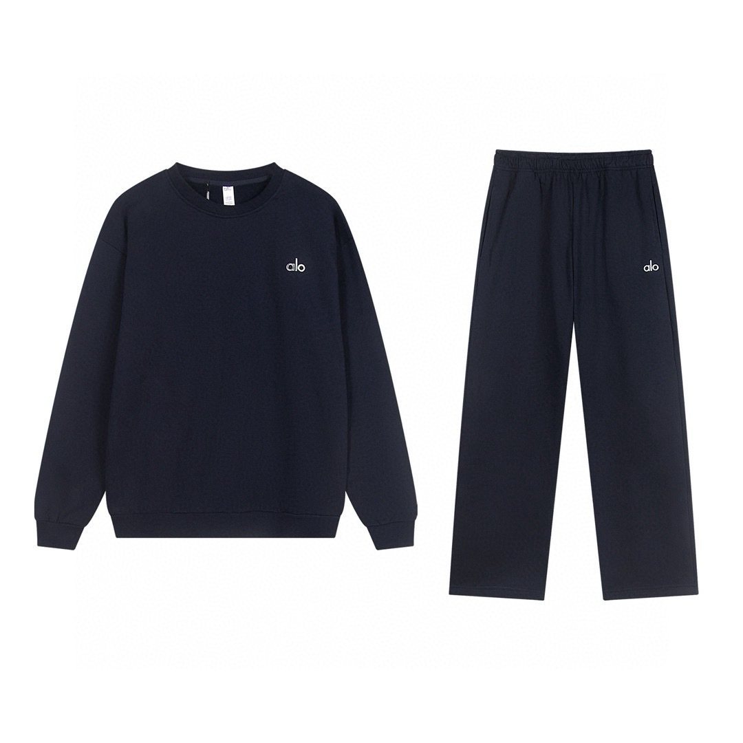 alo Small Logo Crewneck Sweatshirt & Sweatpants Matching Set — front