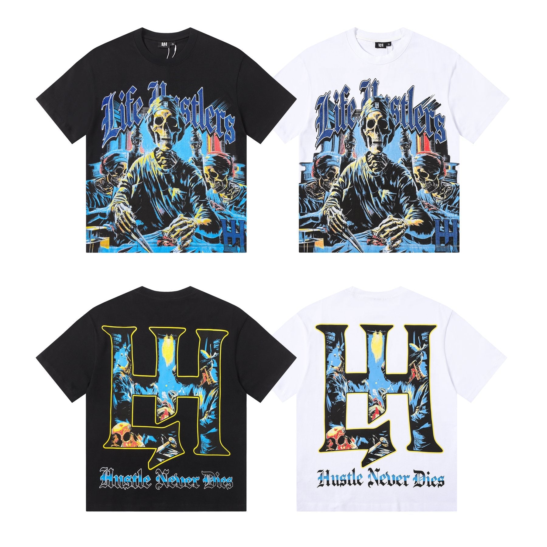 Life Hustlere Skeleton Graphic Short-Sleeve T-Shirt — comparison