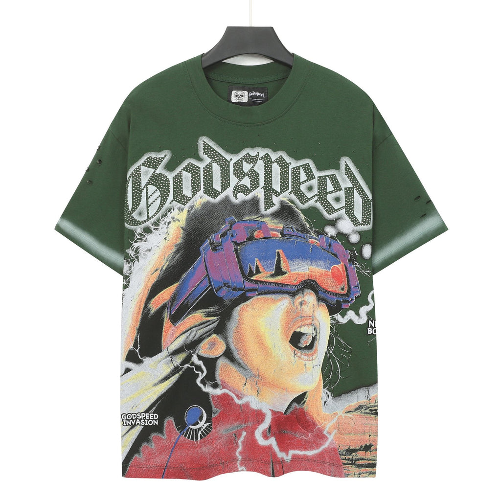 Godspeed New Born Rhinestone Graphic T-Shirt — front