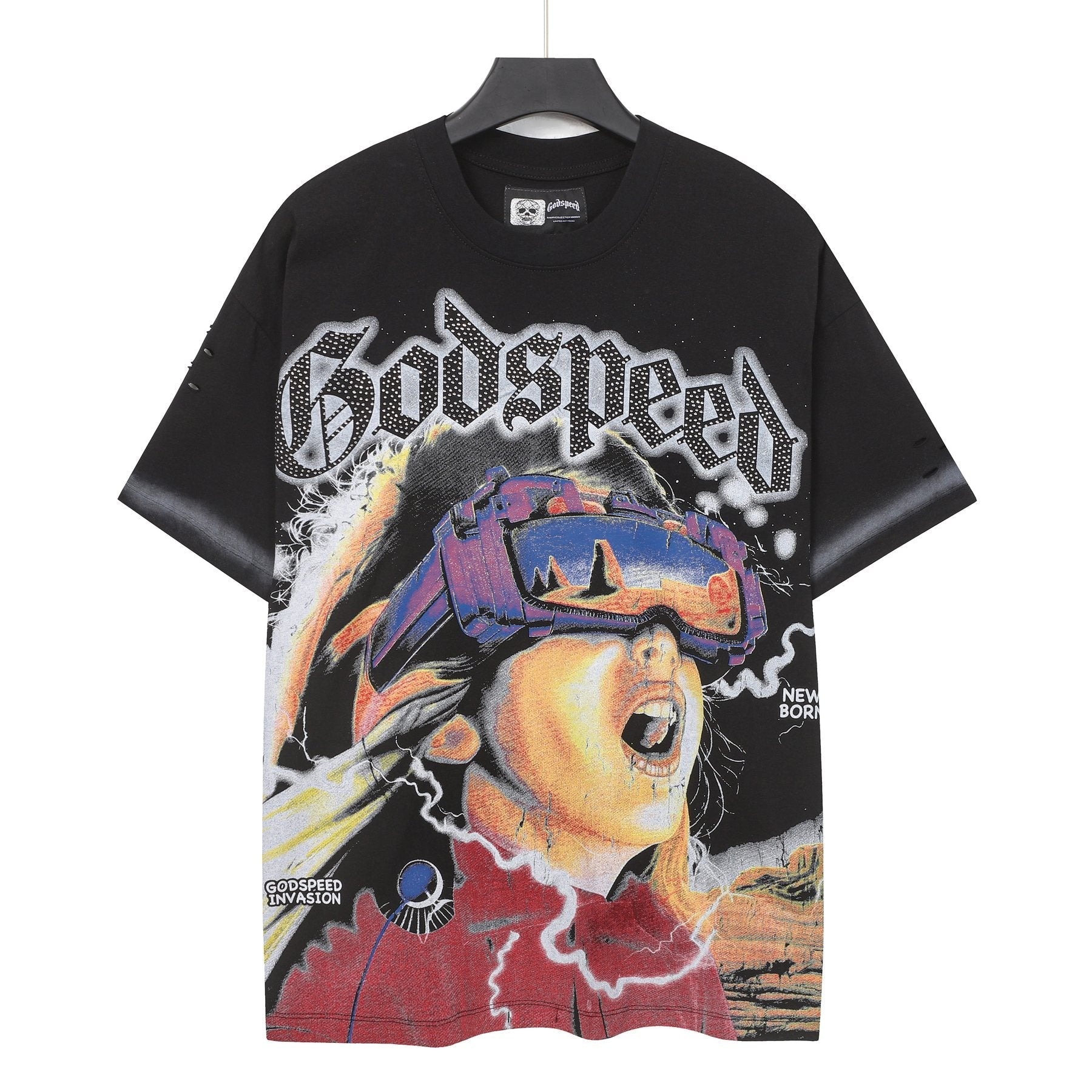 Godspeed New Born Rhinestone Graphic T-Shirt — front