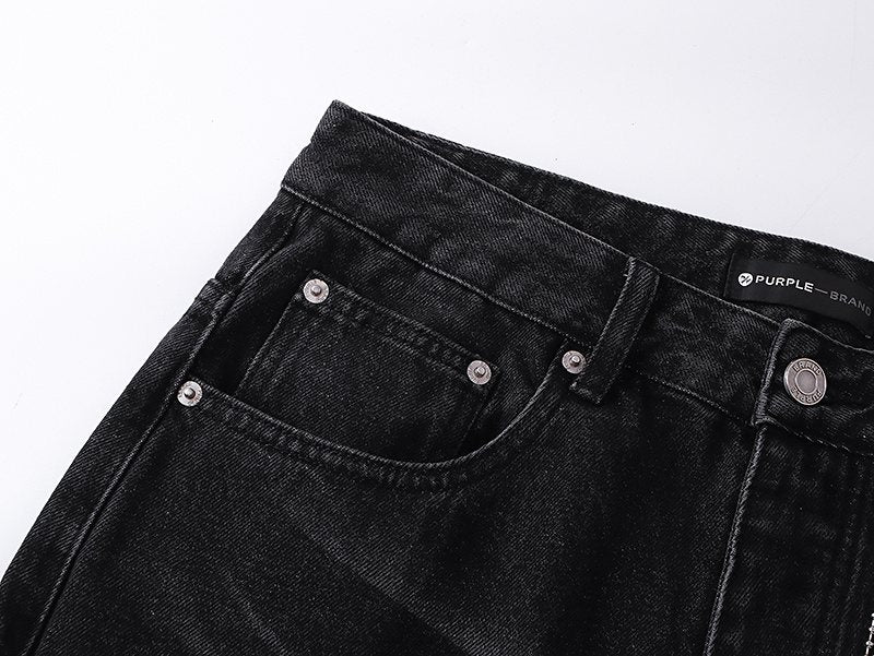 Purple Brand Black Faded Whiskered Jeans — detail