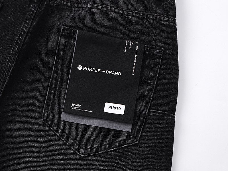 Purple Brand Black Faded Whiskered Jeans — detail