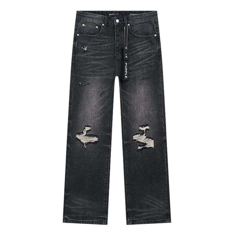 Purple Brand Black Distressed Ripped-Knee Jeans — hero