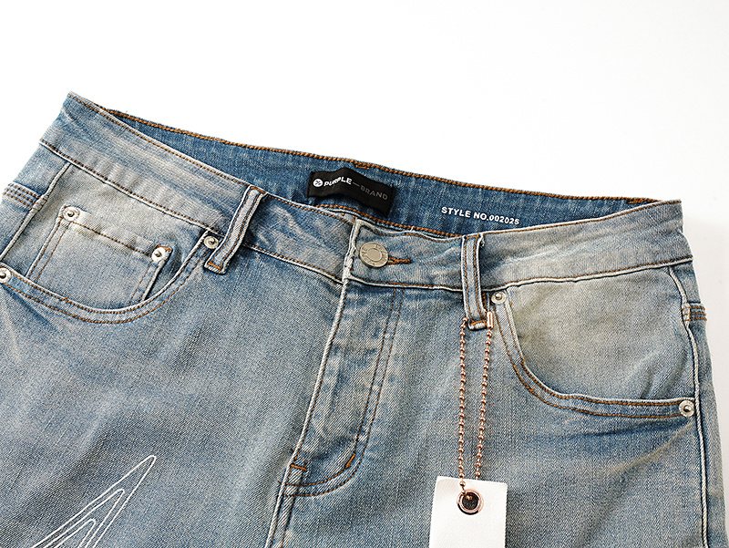 Purple Brand Star Graphic Light Blue Jeans — detail