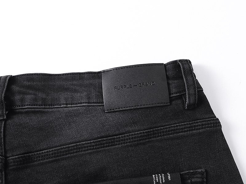 Purple Brand Rhinestone Graphic Denim Shorts — detail