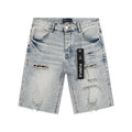 Purple Brand Light Blue Distressed Denim Shorts — hero