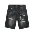 Purple Brand Black Wash Distressed Denim Shorts — hero