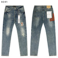 Purple Brand P001 Washed Blue Distressed Patch Jeans — hero